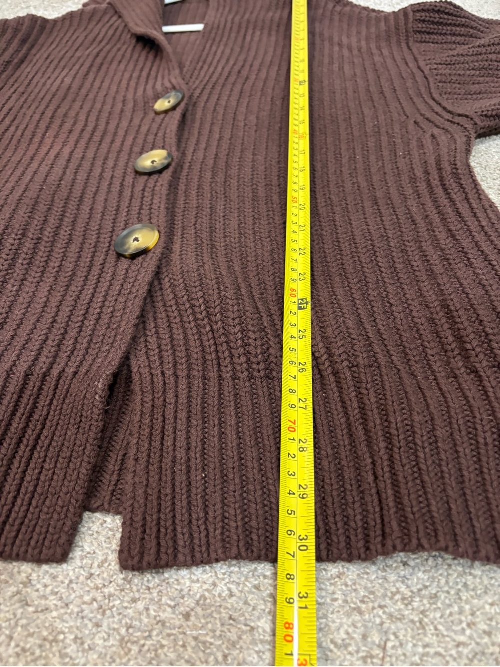 Free People Swim Too Deep Cardi size XS in Brown oversized button front ribbed - Picture 13 of 14